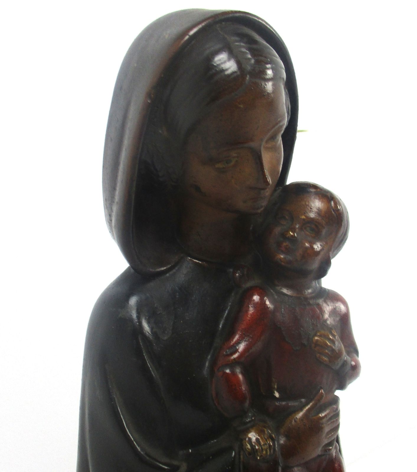 Xl Chapel Virgin Mary Madonna Infant Child Plaster Statue Signed Van Laere 20.66 photo Art