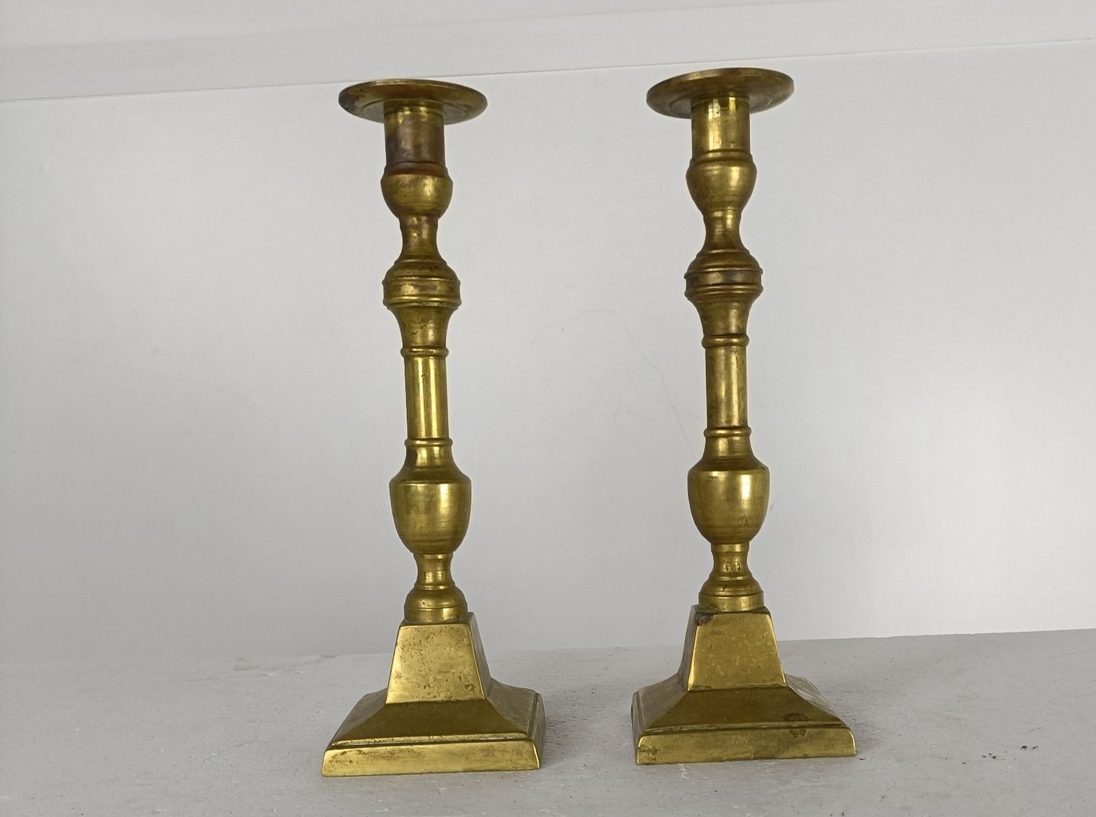Pair Of Candle Sticks Candle Holders Antique 1900s Jugendstil Brass photo Home Decor
