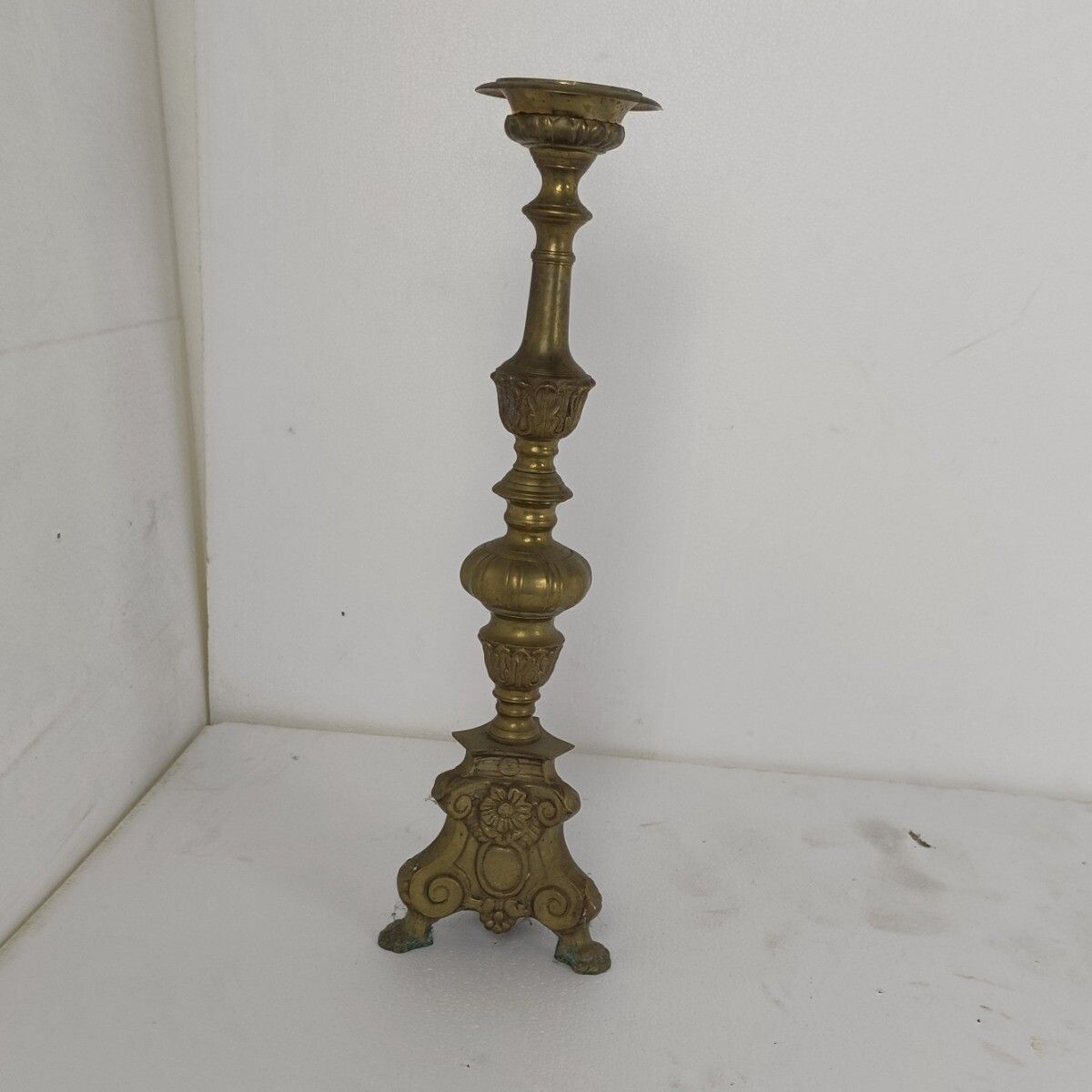 Antique Candle Holder Candle Stick Church  Chapel Altar Monastery Brass Gothic L photo furniture