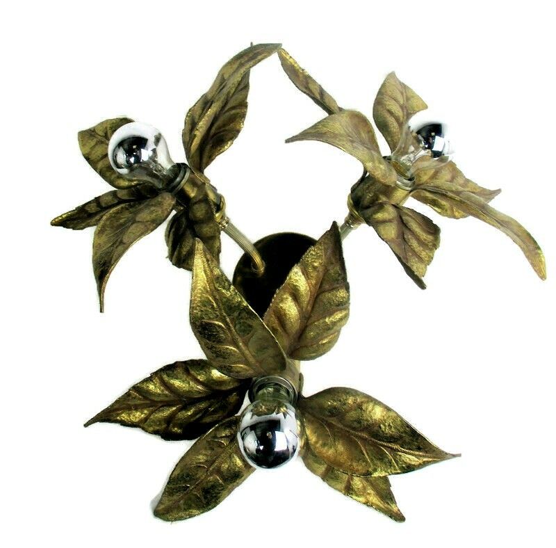 Willy Daro Design Wall Ceiling Sconce Light Modernist  Gold Leafs Plafonnière