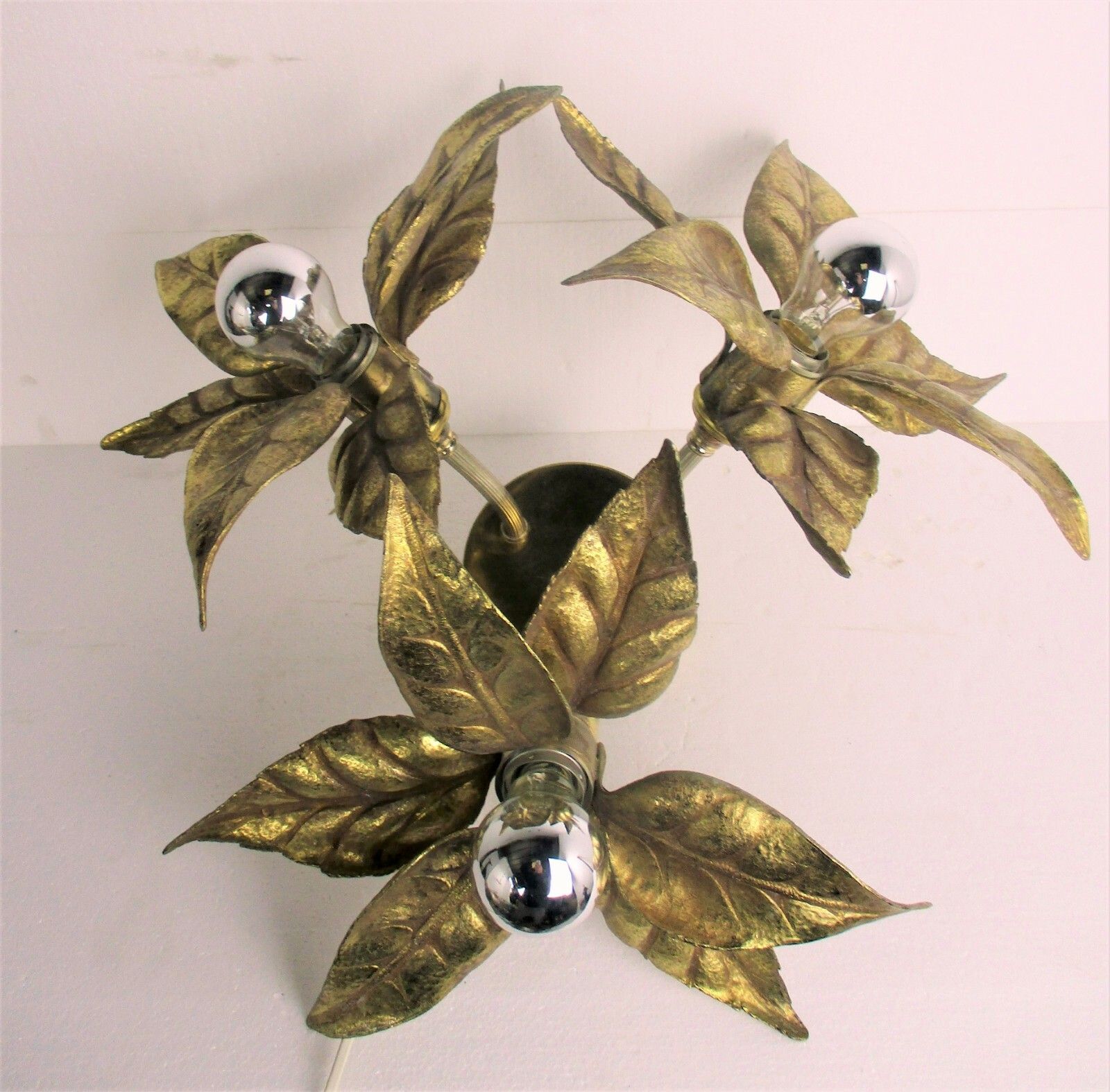 Willy Daro Design Wall Ceiling Sconce Light Modernist  Gold Leafs Plafonnière photo Lighting