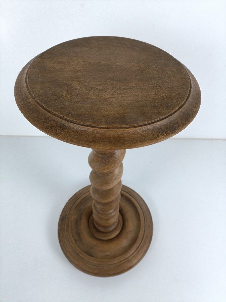 Hand Carved Wood Barley Twist Pedestal Display Side Table Plant Stand Barn Count photo 323.0