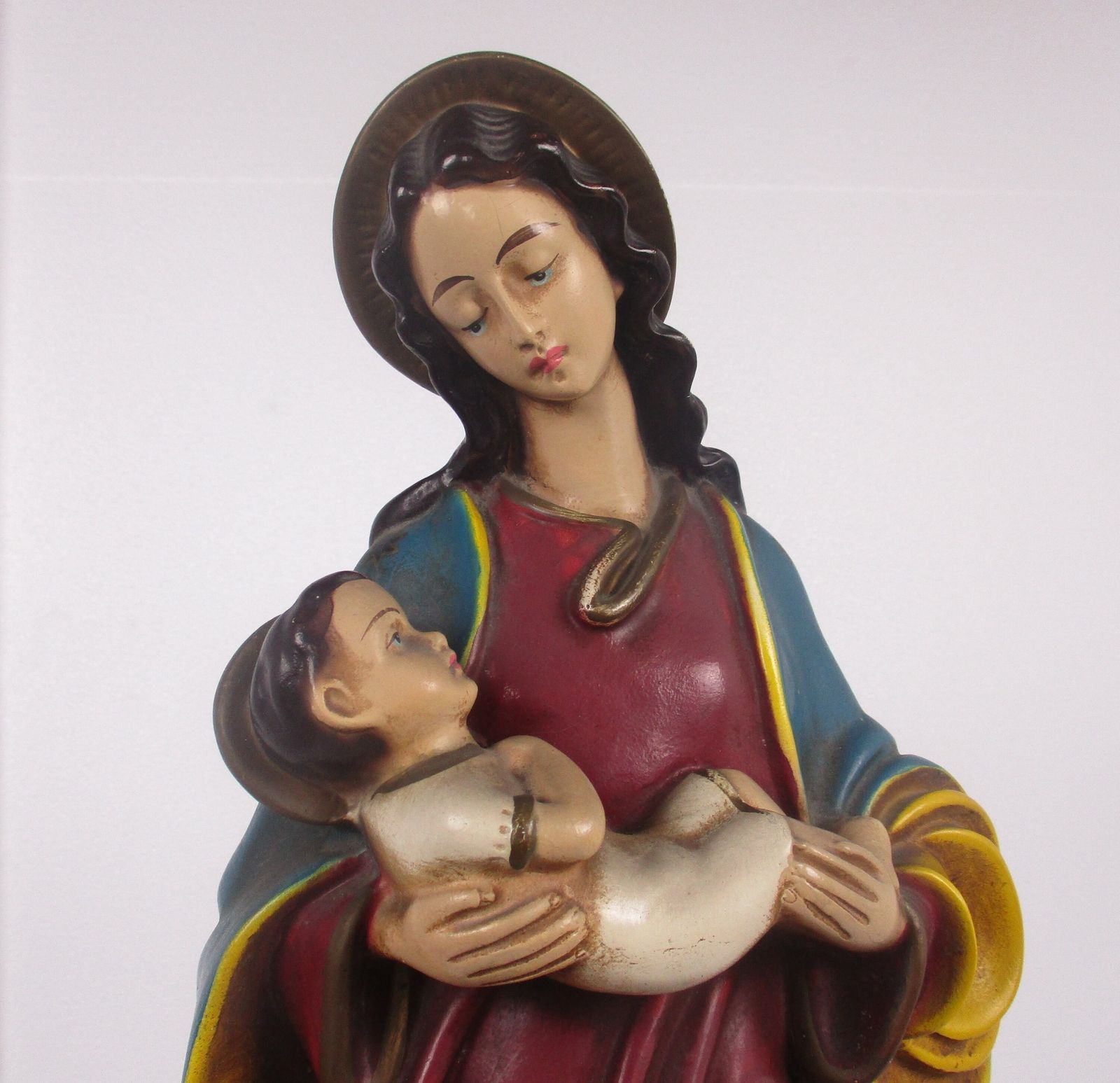 Xl Chapel Virgin Mary Madonna Our Lady With Infant Child Plaster Statue  Gorgeou photo furniture