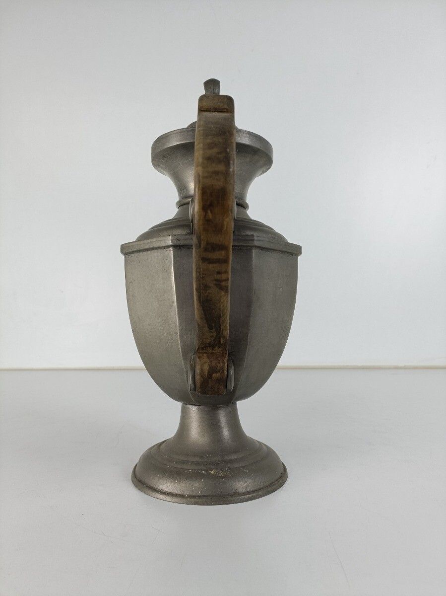 Antique Art Nouveau Spelter Gothic Ewer Pitcher Dragon Wooden Handle photo 162.0