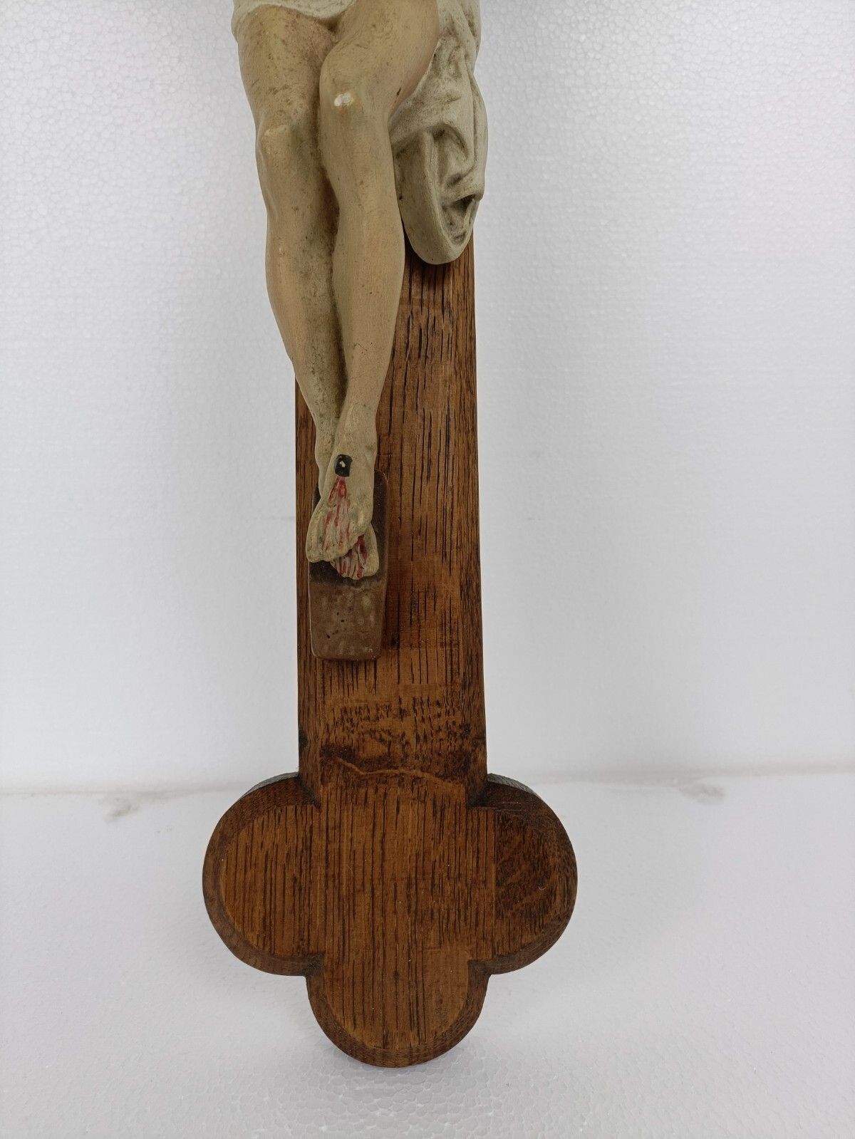 Xl Wood Hanging Church Crucifix Plaster Dramatic  Corpus Piece Of Art French photo Art