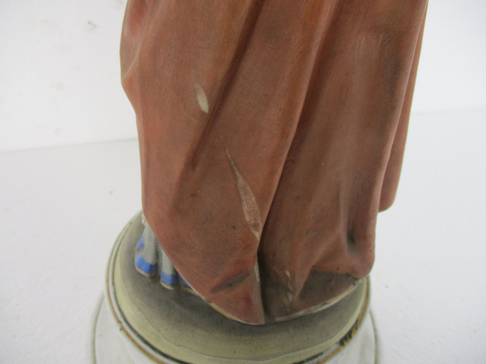 Antique Porcelain Bisque Statue Saint Joseph Angel Lilies Protector Of Homes Pol photo vintage
