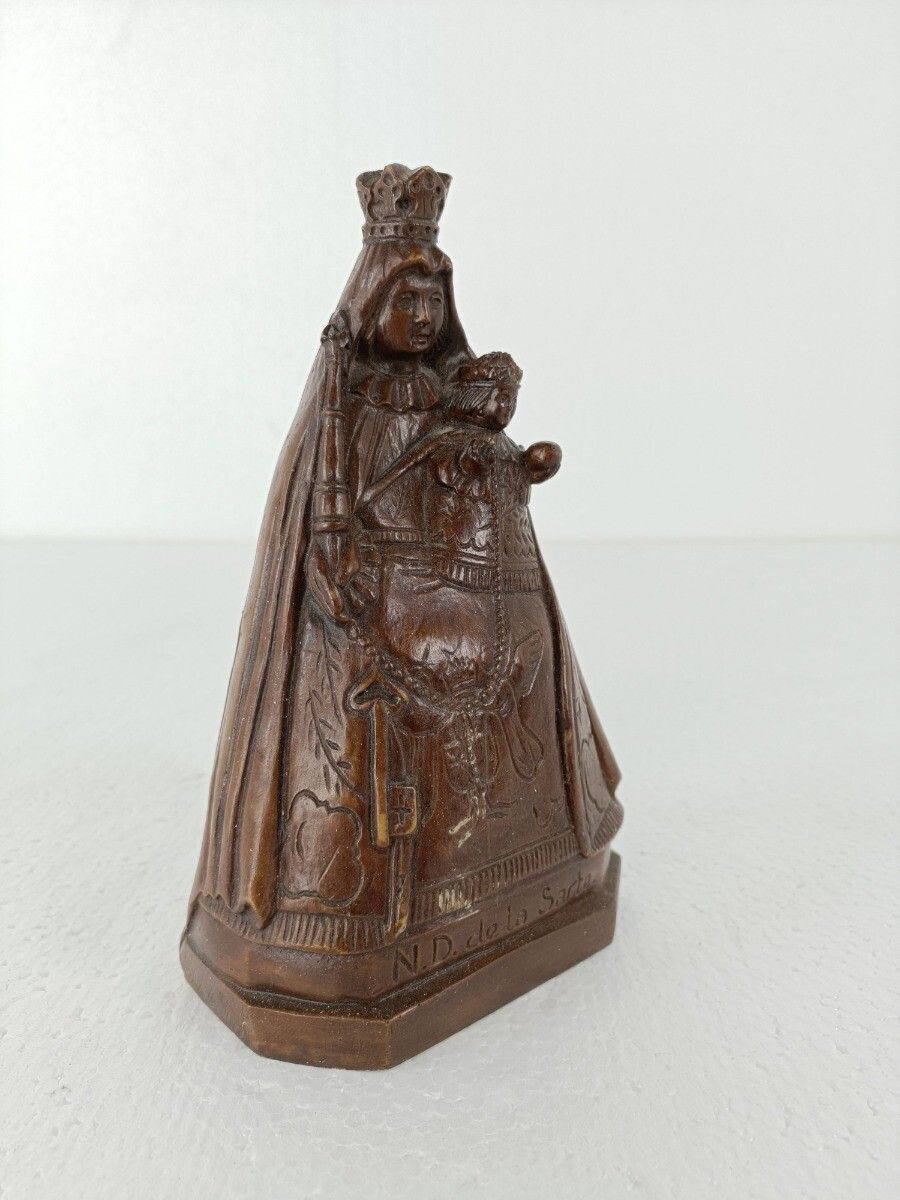 Black Madonna De La Sarte Virgin Mary Notre Dame Resin Polychrome Rare Collector photo vintage