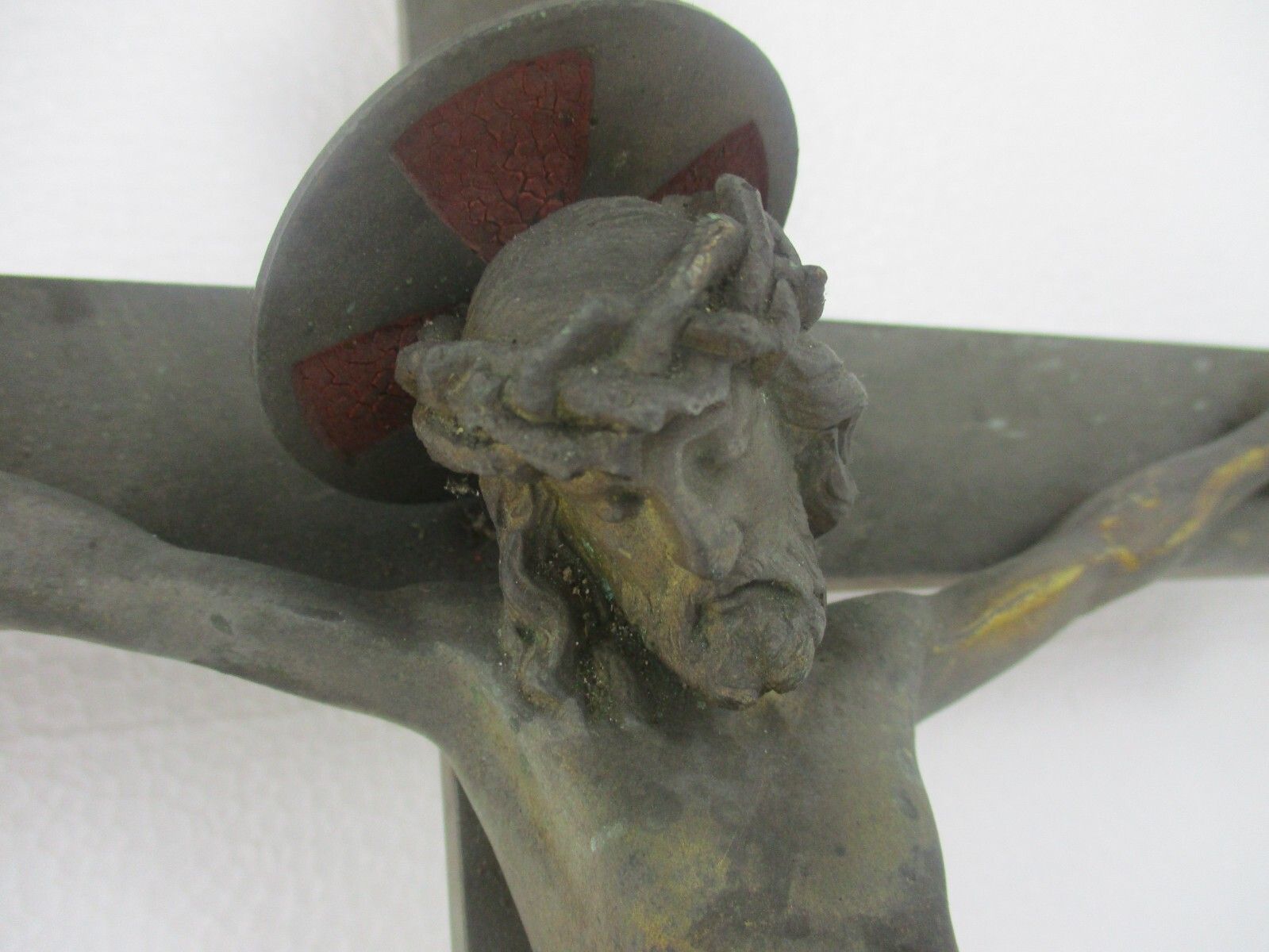 Large  Hanging Wall Crucifix Completely Brass Corpus French Fleur De Lis Chapel photo Art