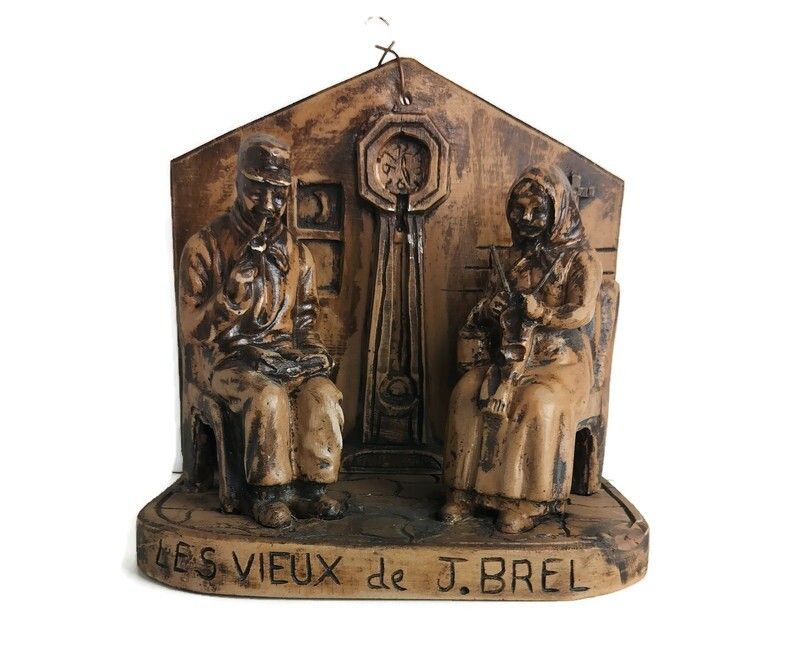 Statue Resin After Les Vieux De Jacques Brel Elderly Couple Lovely