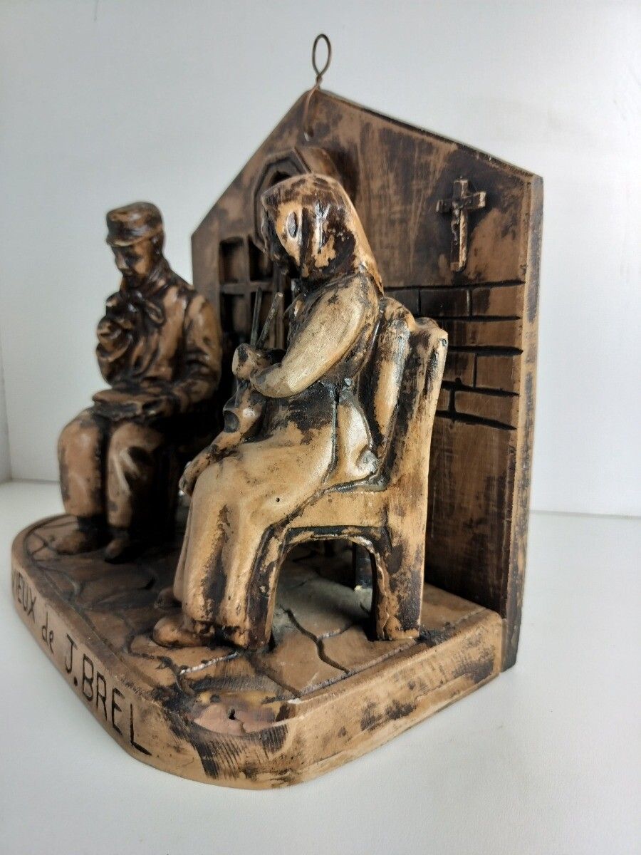 Statue Resin After Les Vieux De Jacques Brel Elderly Couple Lovely photo vinterior