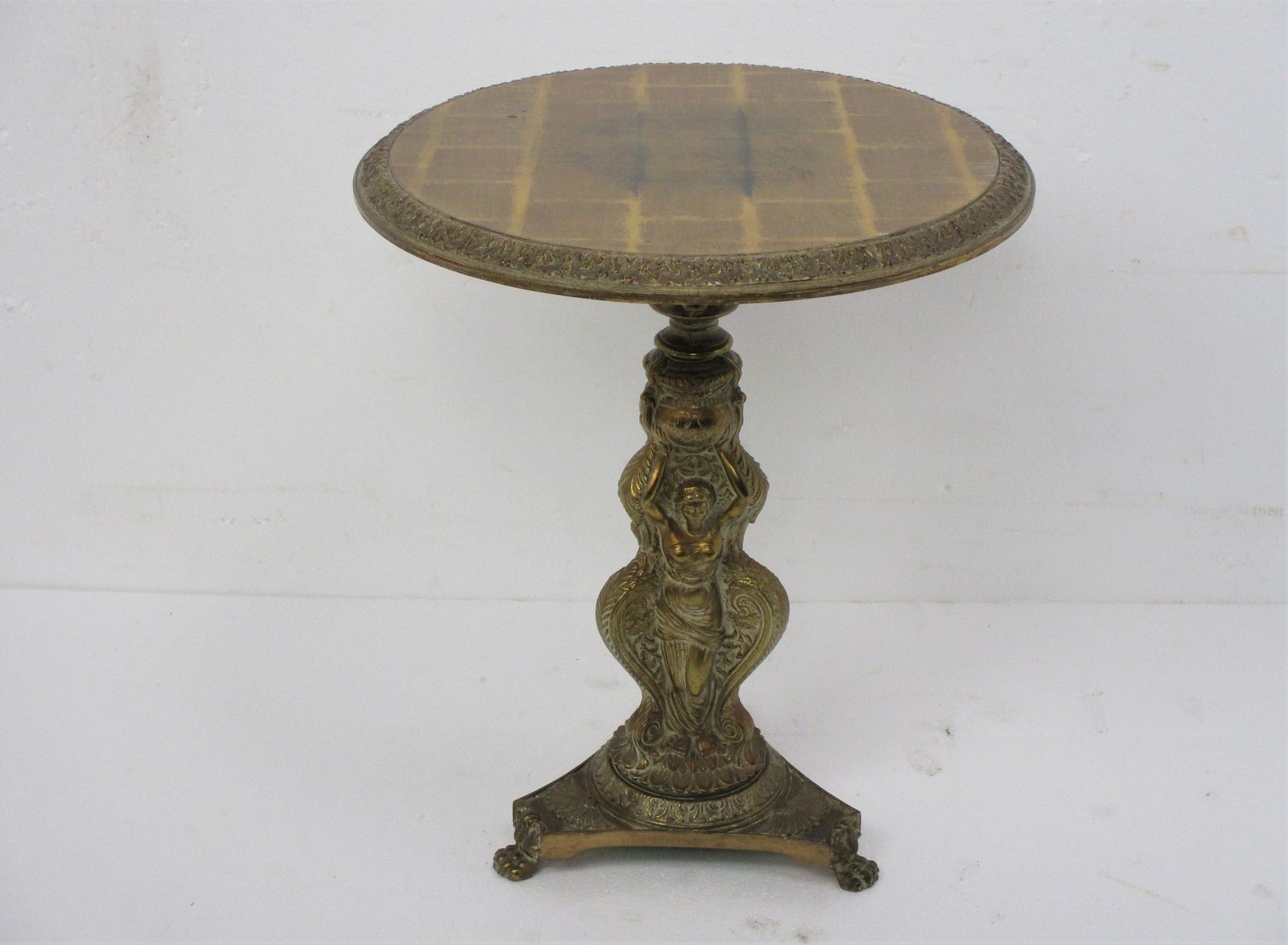 Three Graces Ornate Brass Pedestal Table Plant Stand Side Wine Coffee Table Holl photo furniture