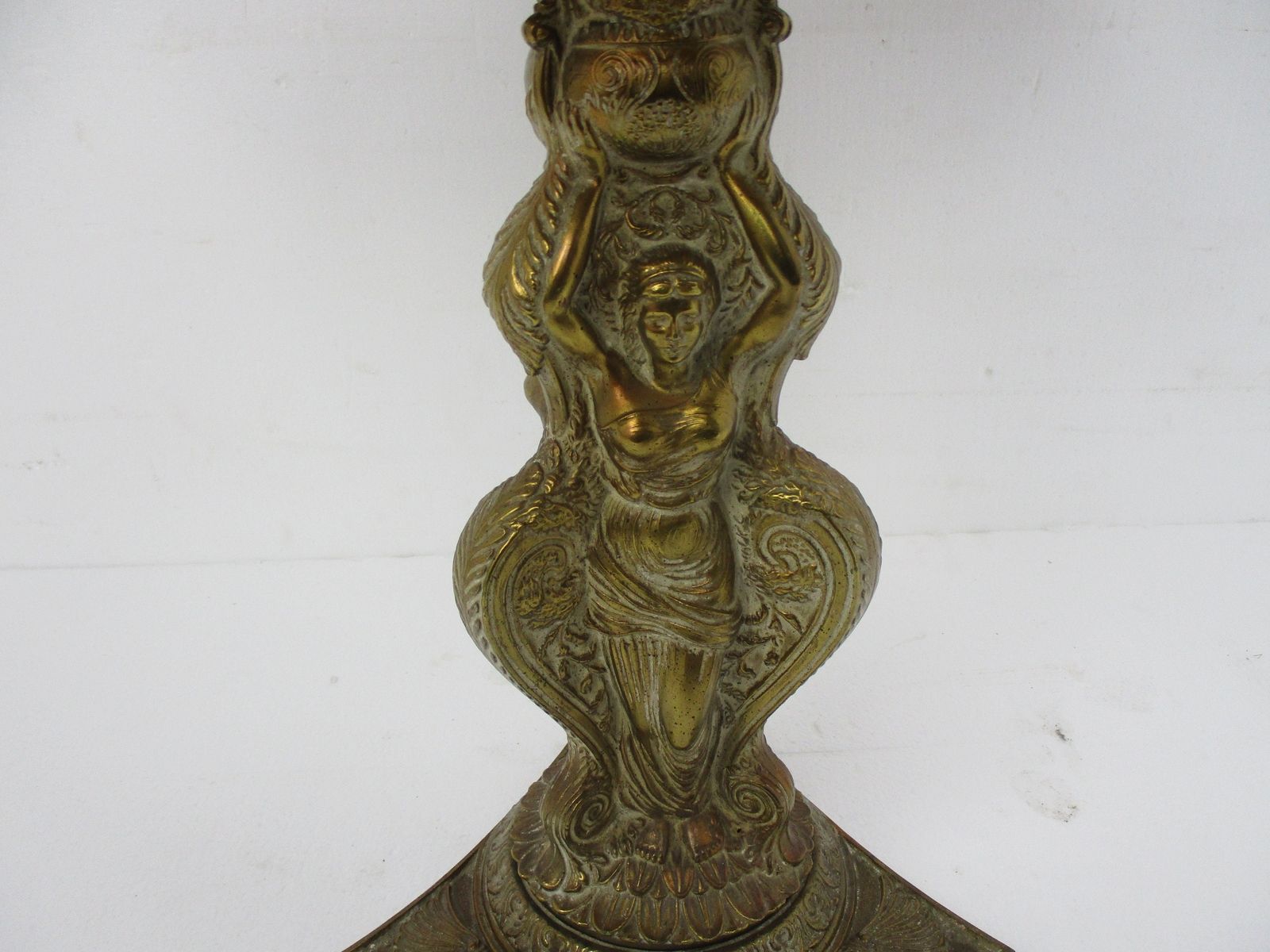 Three Graces Ornate Brass Pedestal Table Plant Stand Side Wine Coffee Table Holl photo Furniture