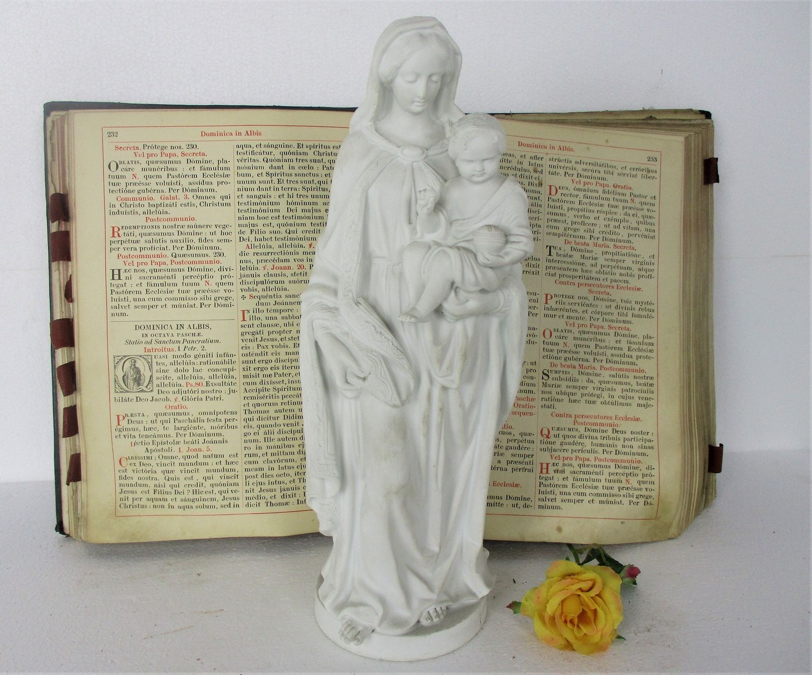 Antique Bisque Porcelain Statue Virgin Our Lady Mary Infant Jesus Gorgeous Frenc