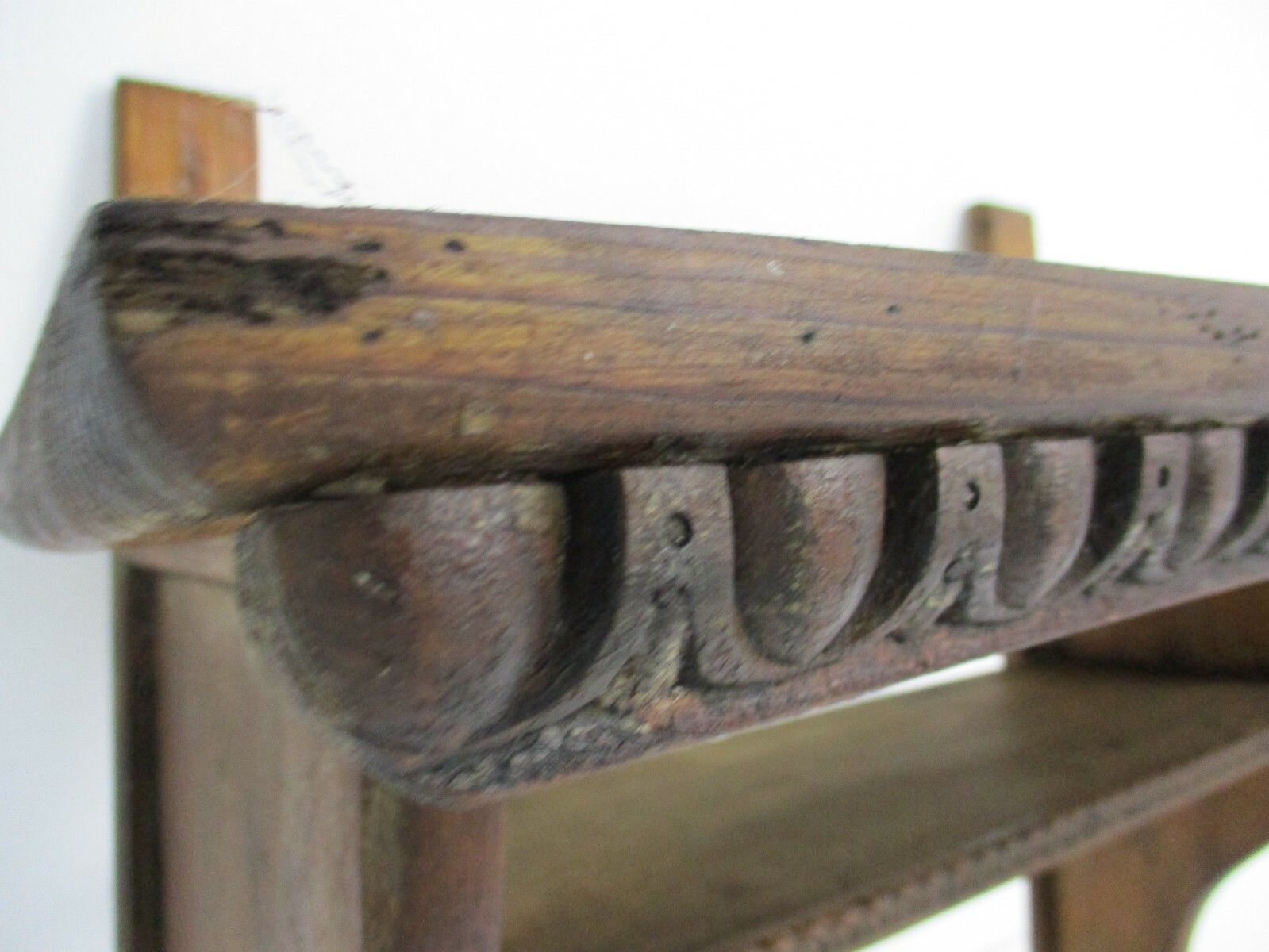 Hand Carved Wooden Wall Hall Console Table Ornate Small Two Shelves Antique Barn photo buy