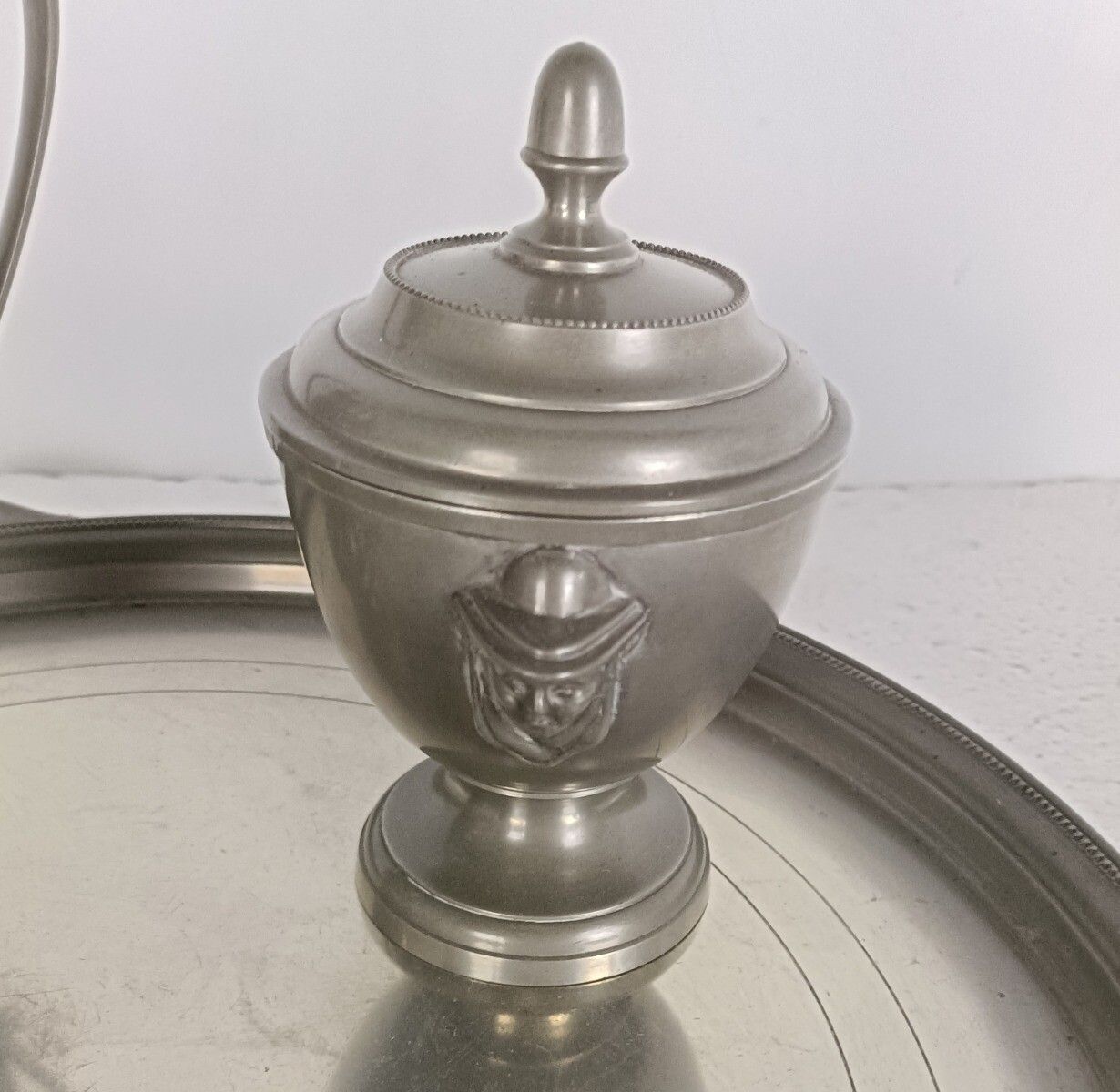 Antique Art Deco Tea Coffee Set Robert Pompe Design Belgium Pewter 5 Pcs Marked photo furniture