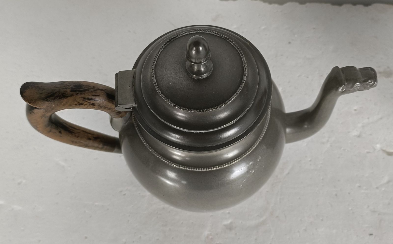 202.0 Antique Art Deco Tea Coffee Set Robert Pompe Design Belgium Pewter 5 Pcs Marked photo