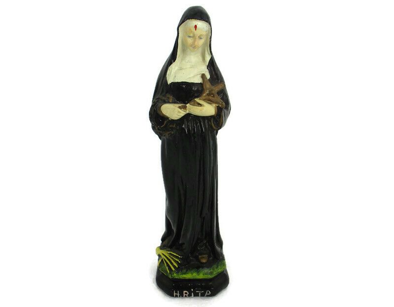 Htf Statue St Rita Of Cascia Plaster Patroness Impossible Causes Collector