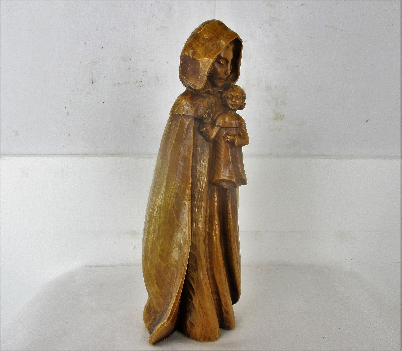 Statue Virgin Mary Madonna Infant Child Terracotta Or Thin Plaster Collector 20. photo for sale