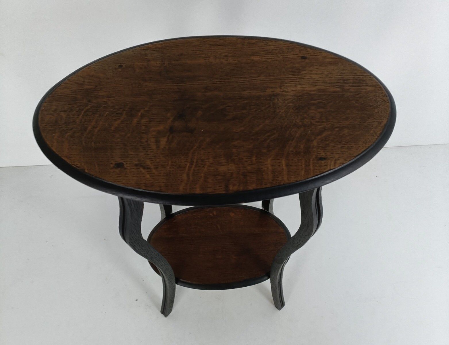 photo for sale Antique Oval Two Tier Two Toned Pedestal Plant Stand Side Table Elegant