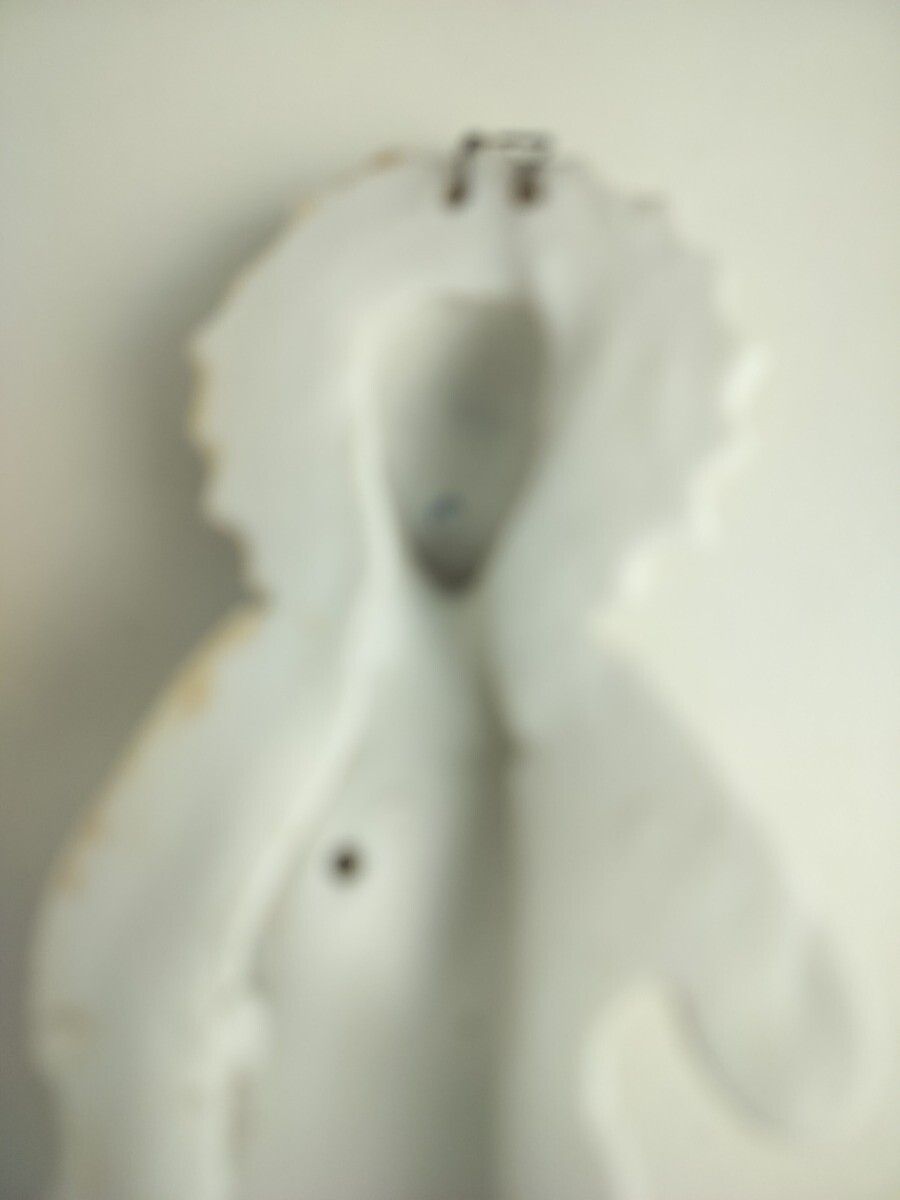 photo furniture Antique Gorgeous Holy Water Font Bisque Porcelain Wall Hanging Vessel Jesus Chri