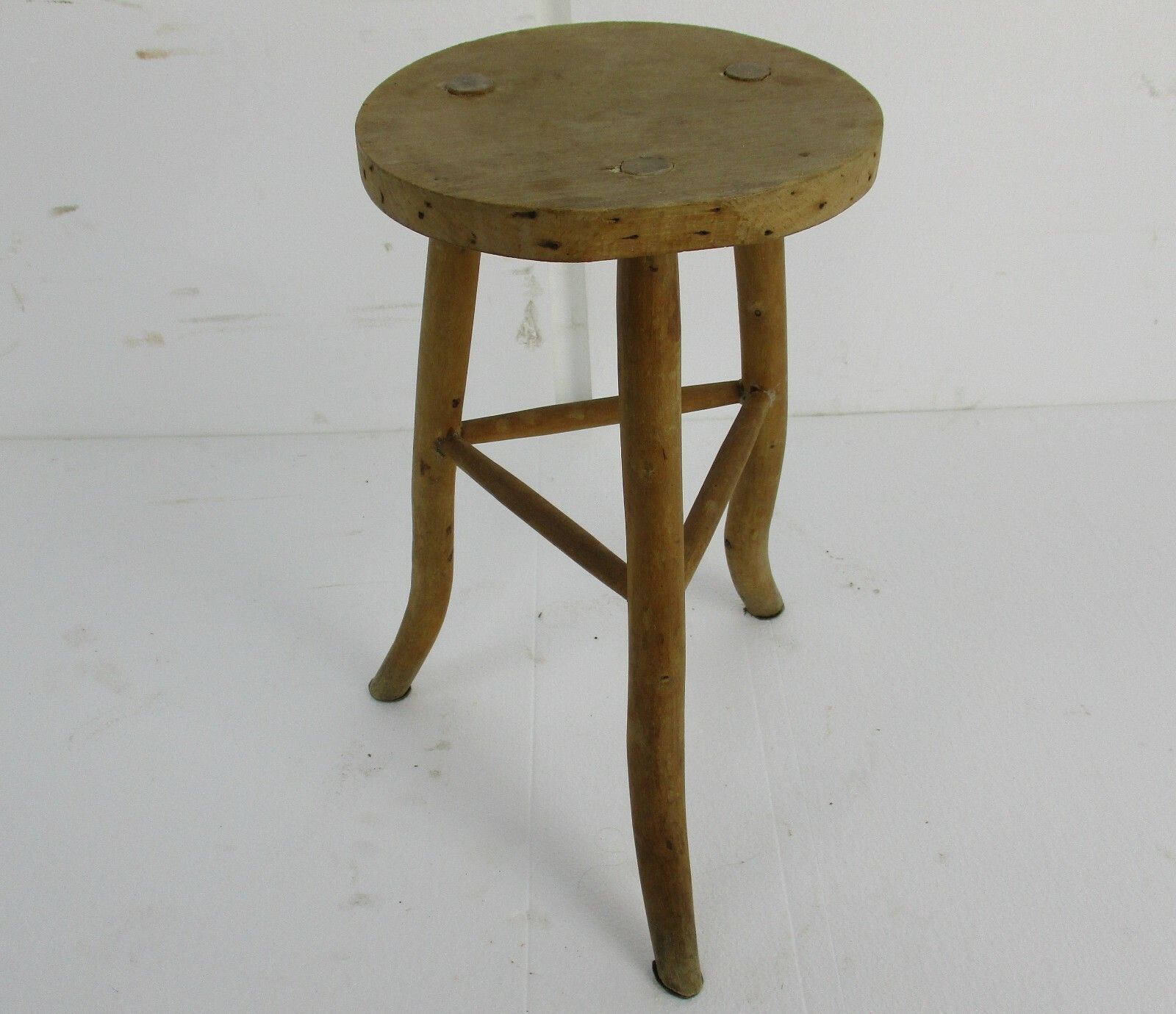 Antique Hand Carved Wood Tripod Milking Stool Pedestal Table Plant Stand Funky photo furniture
