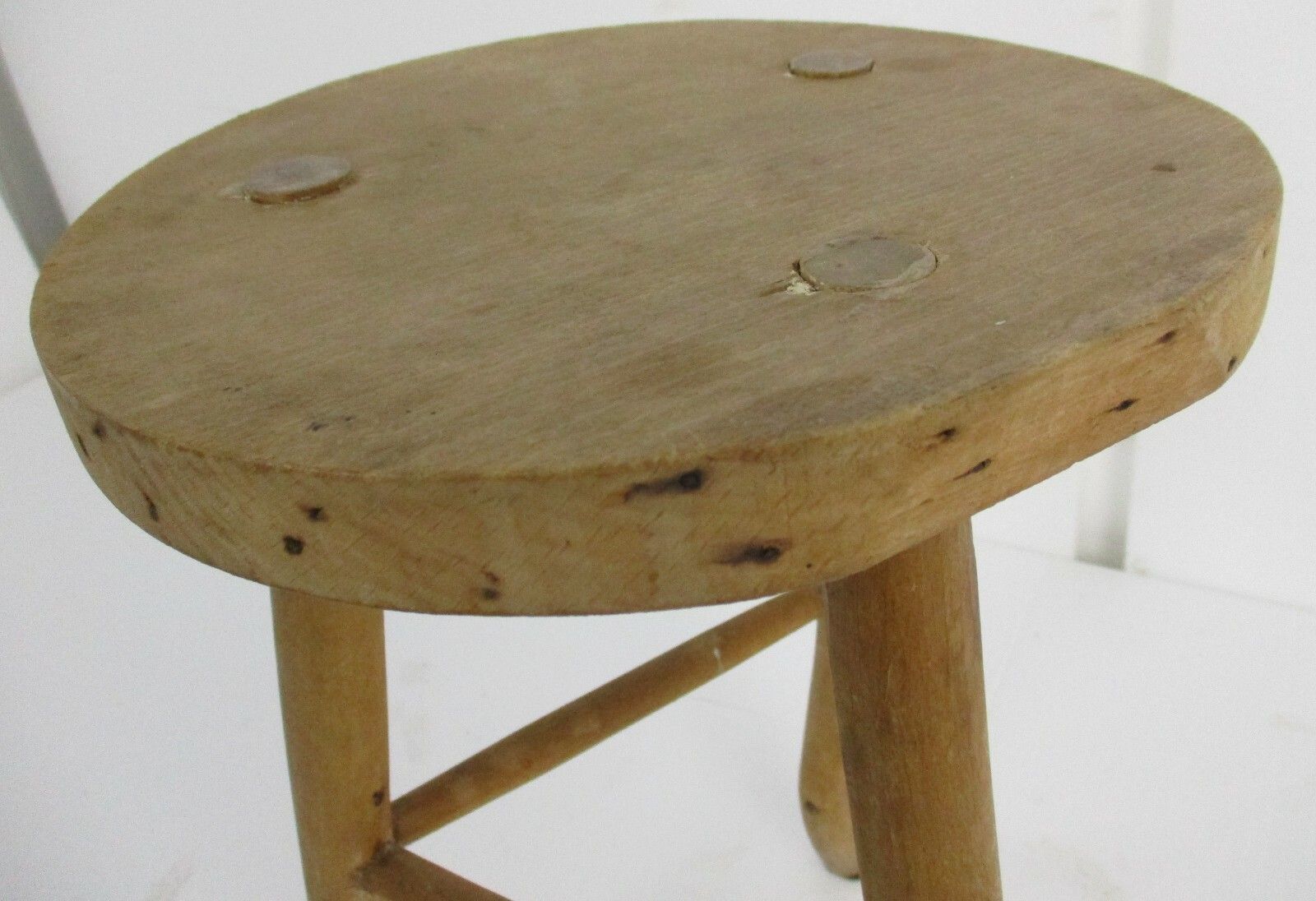 Antique Hand Carved Wood Tripod Milking Stool Pedestal Table Plant Stand Funky photo Furniture