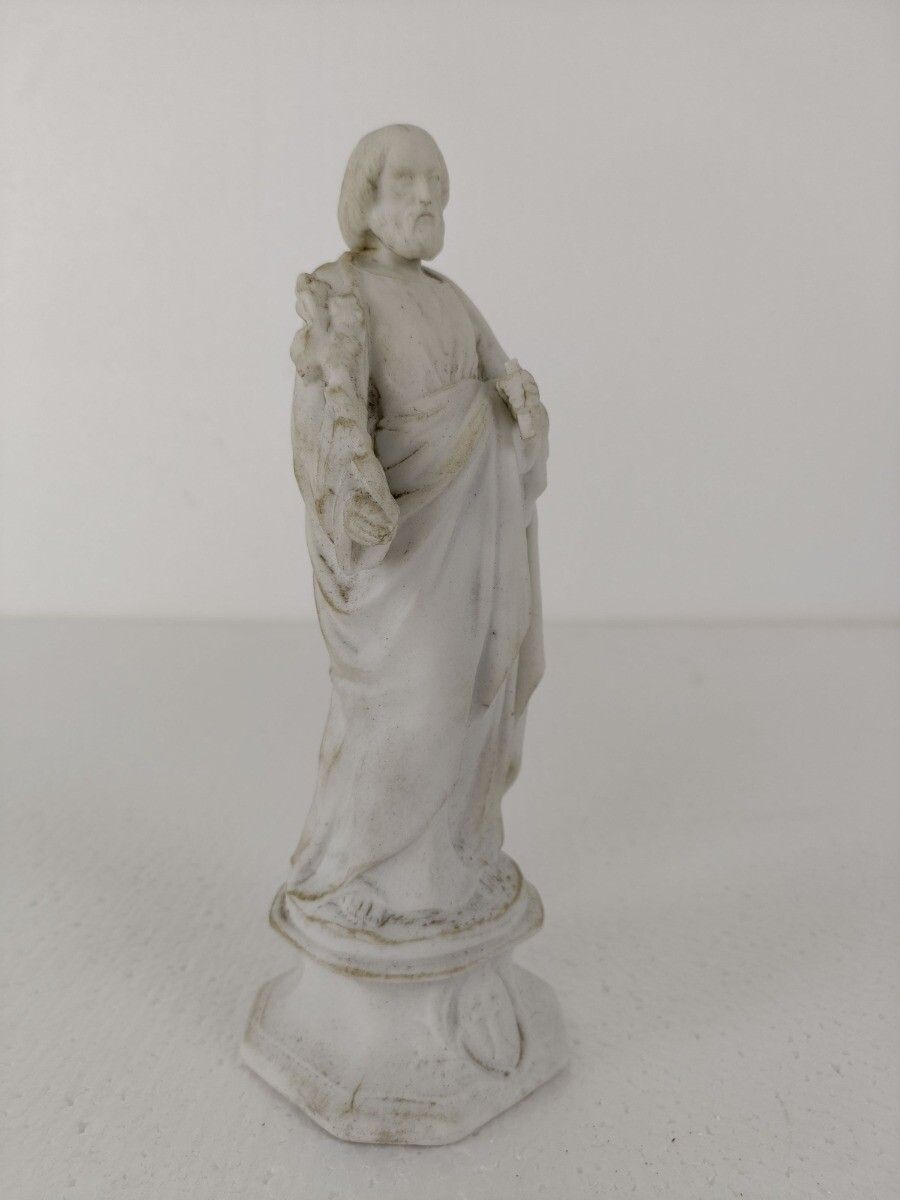 Antique Porcelain Bisque Statue Saint Joseph Angel Lilies Protector Of Homes photo for sale