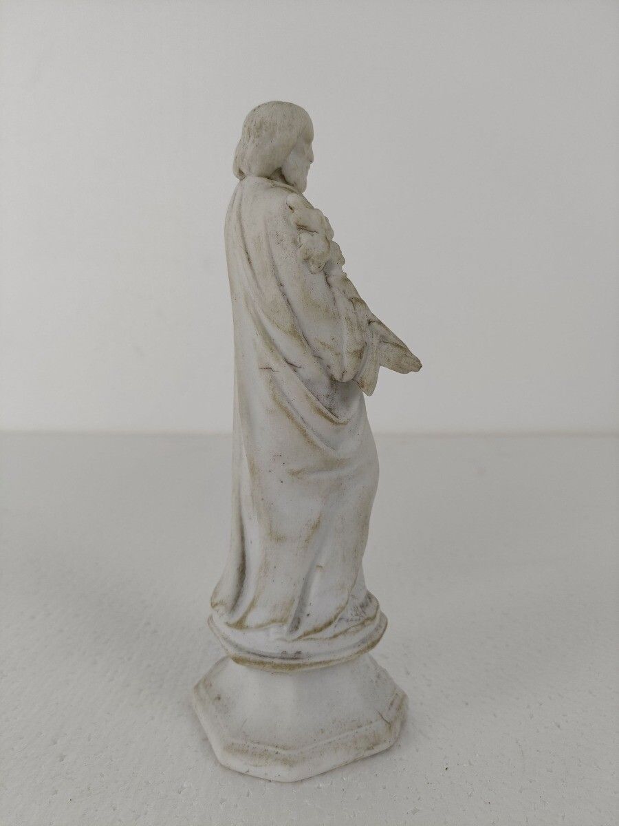 Antique Porcelain Bisque Statue Saint Joseph Angel Lilies Protector Of Homes photo Art