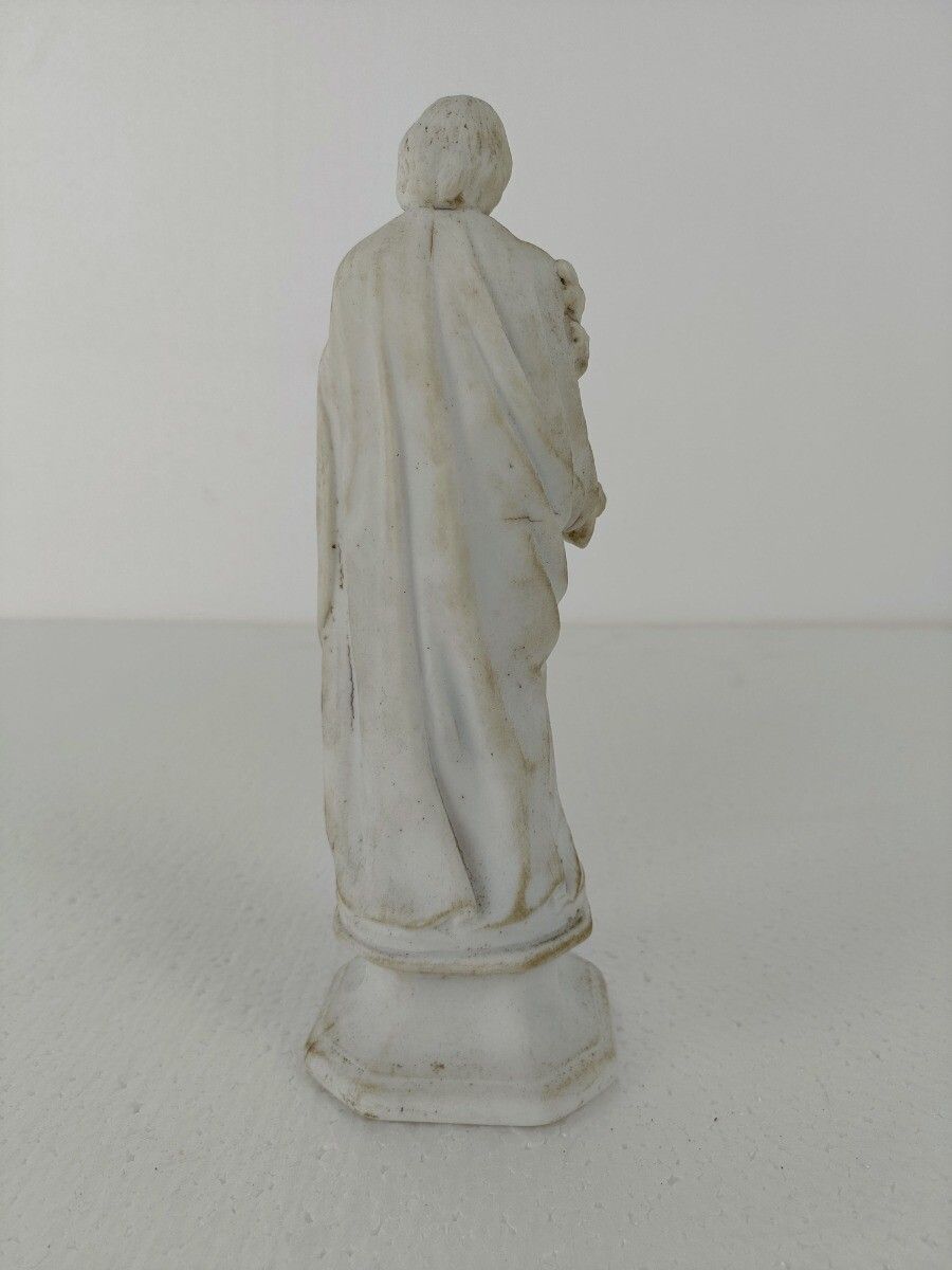 Antique Porcelain Bisque Statue Saint Joseph Angel Lilies Protector Of Homes photo 101.0