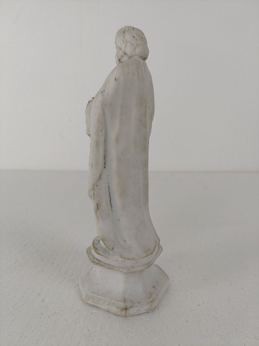 Antique Porcelain Bisque Statue Saint Joseph Angel Lilies Protector Of Homes photo vinterior