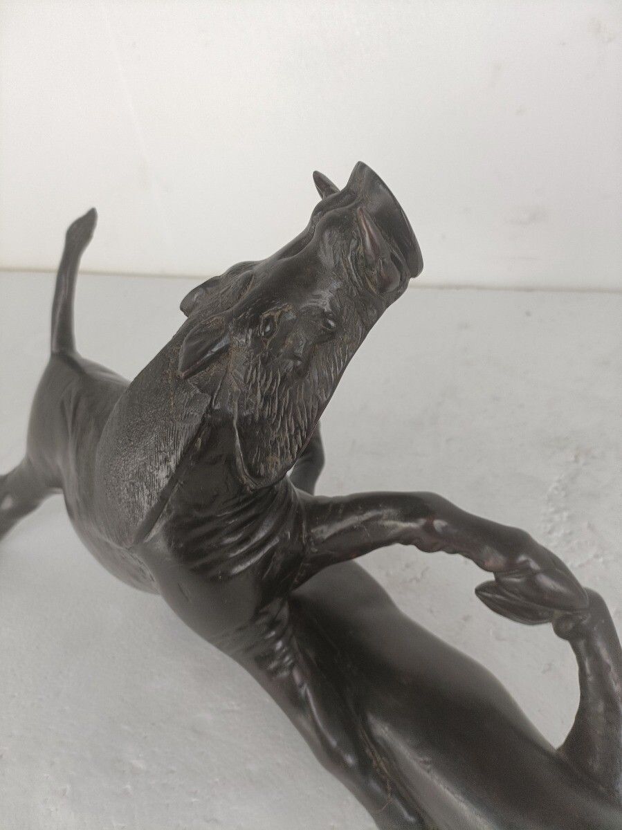 Stunning Sculpture Figurine Black Forest Hand Carved Wood  Wild Boars Vintage photo vinterior