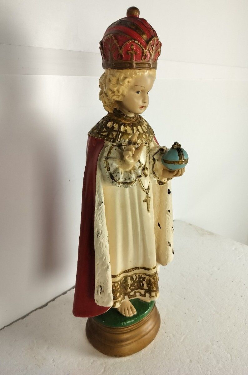 Large Statue Infant Of Prague Infant Jesus Santo Nino Plaster Hand Painted Chape photo 647.0
