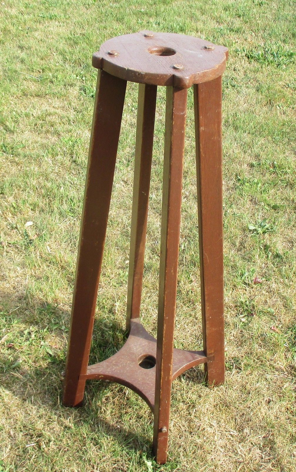 Antique Outdoor Wooden Umbrella Stand Wood Rare Decorative Primitive Rustic Htf photo for sale