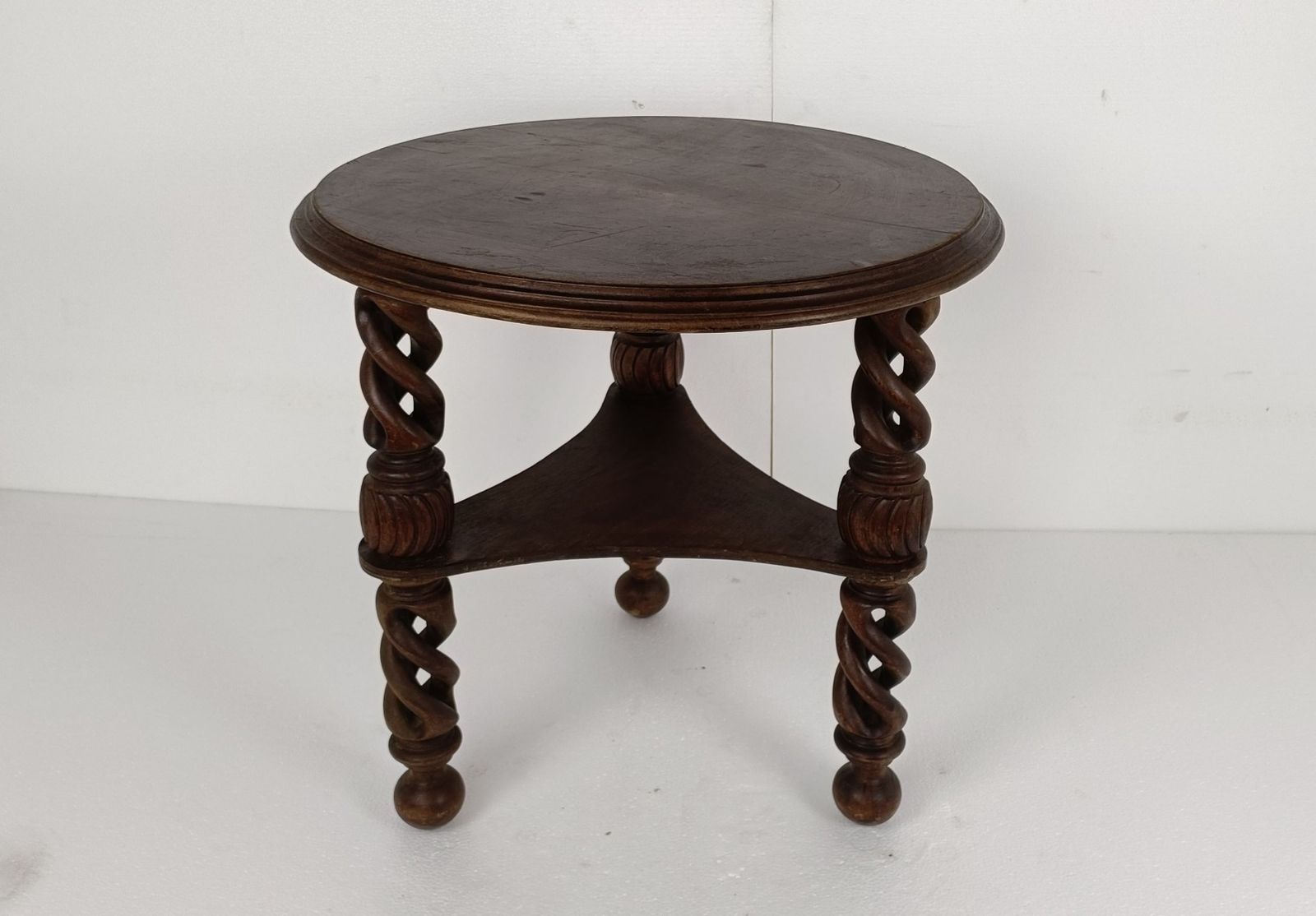 Open Barley Twist Wooden Side Display Coffee Table Pedestal Plant Stand photo furniture