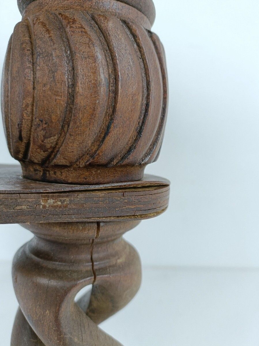 photo for sale Open Barley Twist Wooden Side Display Coffee Table Pedestal Plant Stand