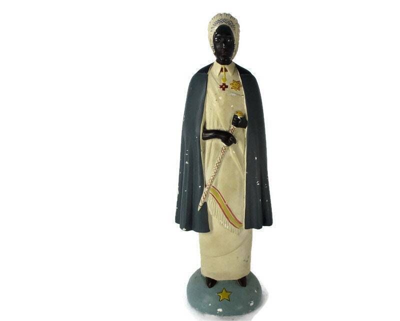 Tutsi Man 1950s Traditional Clothings Signed Gorza Bruxelles Plaster Statue Figu