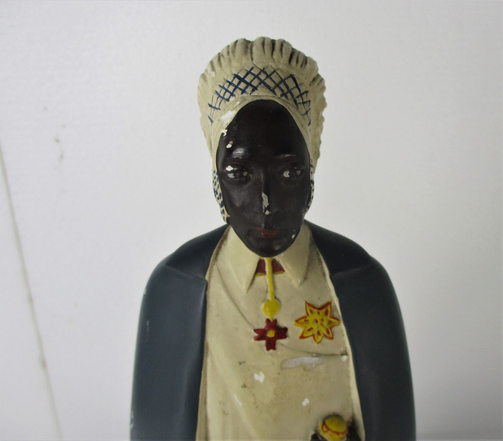 Tutsi Man 1950s Traditional Clothings Signed Gorza Bruxelles Plaster Statue Figu photo furniture