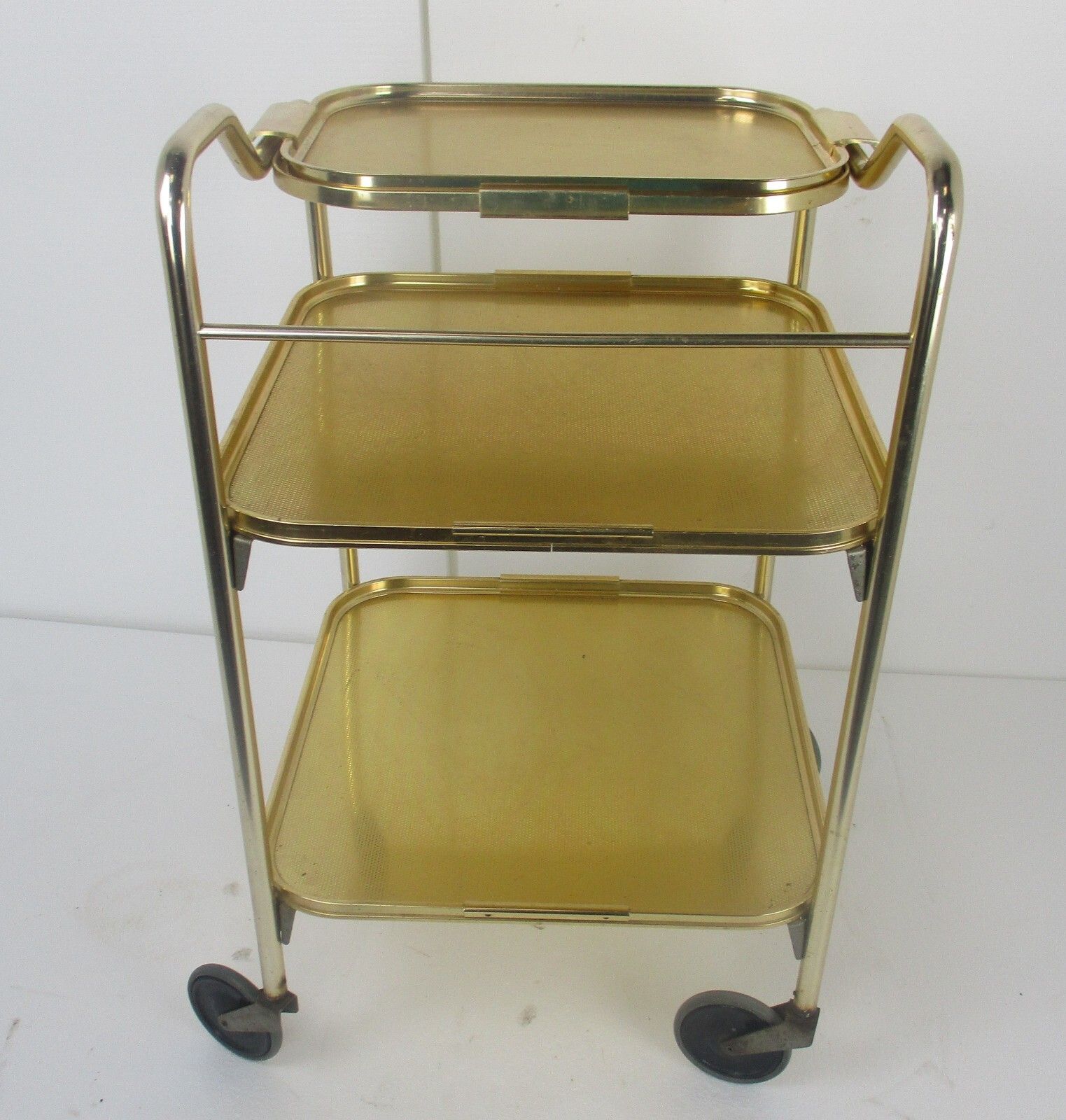 Woodmet Bar Cocktail Tea Cart Trolley Kitchen Island Uk Gold Aluminium Very Rare photo 427.0