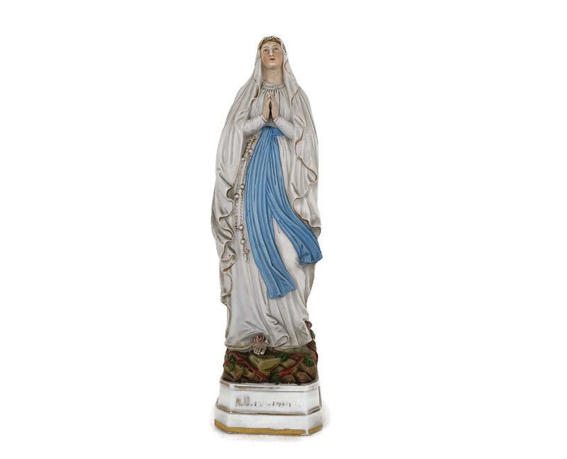 Porcelain Bisque Statue Virgin Mary Our Lady Of Lourdes French  Gorgeous Collect