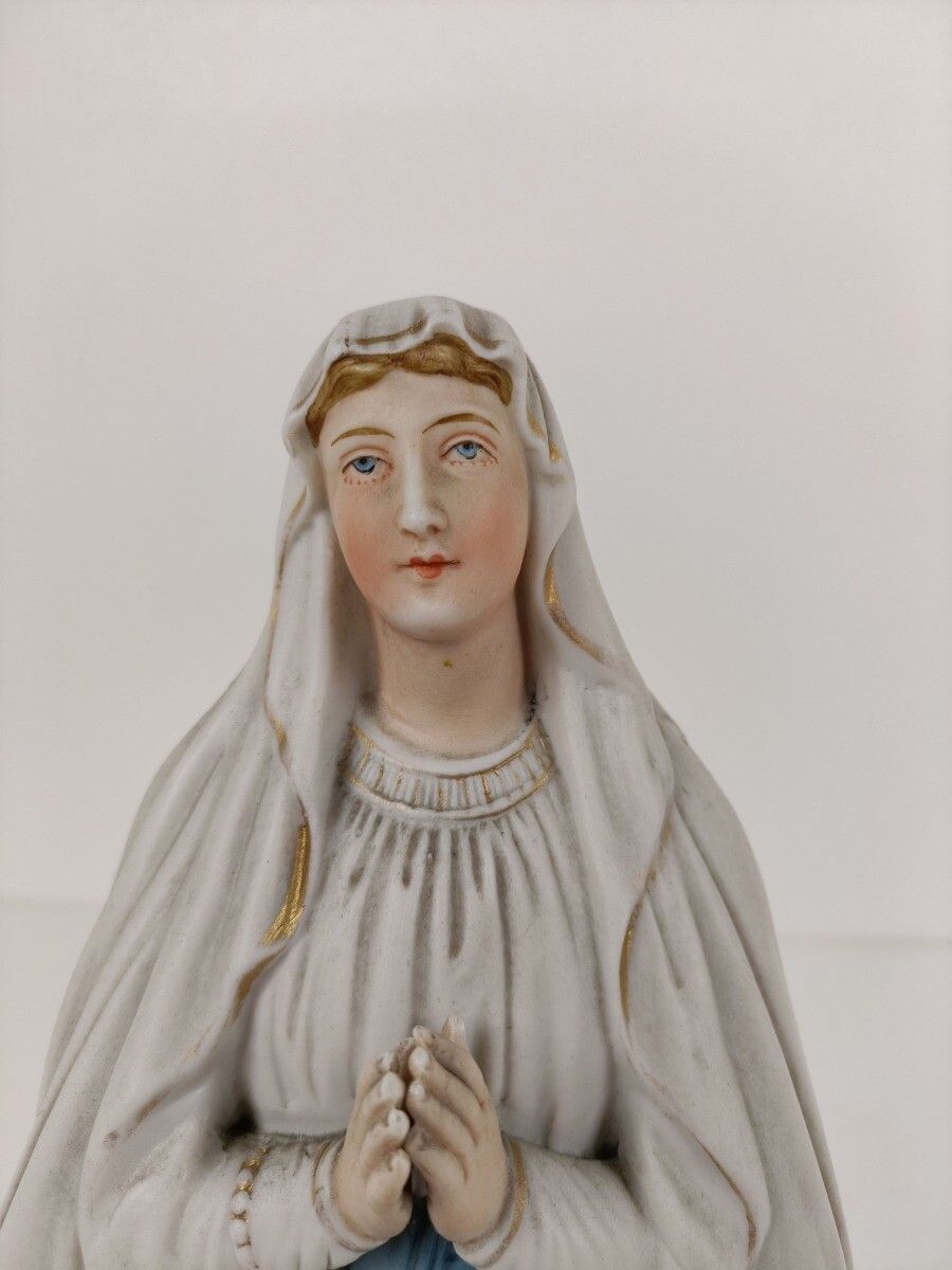Porcelain Bisque Statue Virgin Mary Our Lady Of Lourdes French  Gorgeous Collect photo buy