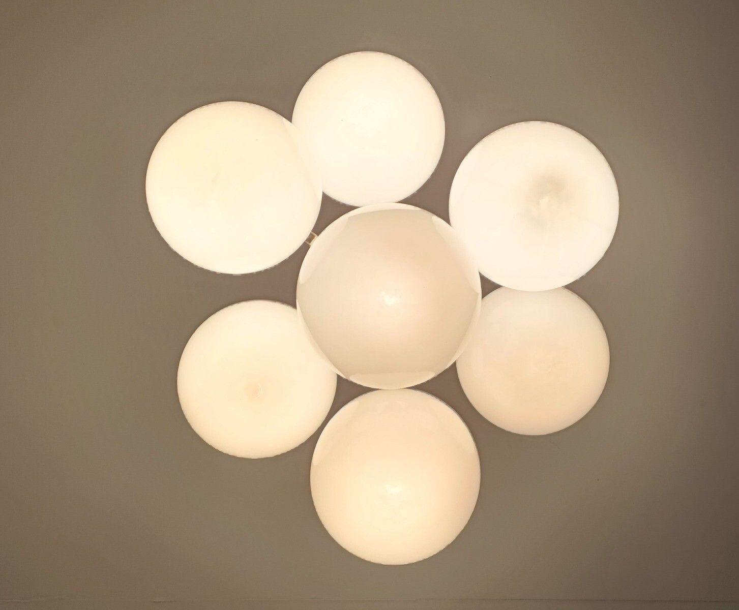 Mid Century Atomic Sputnik Trumpet Chrome Chandelier Opaline Shades Balls  Sciol photo Lighting