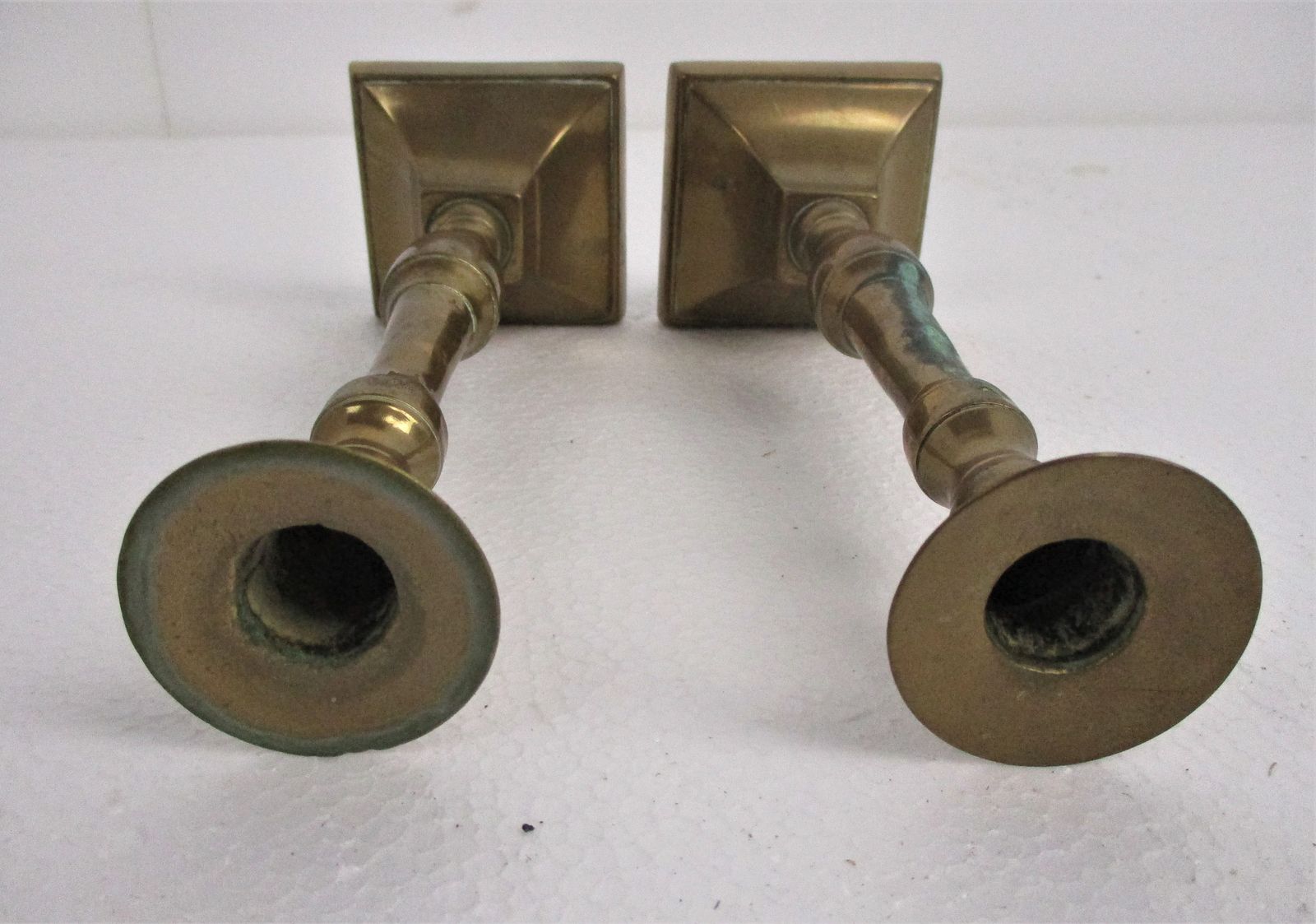 Antique Couple Pair  Brass Candle Holders Candle Sticks Bauhaus Art Deco Lovely photo buy