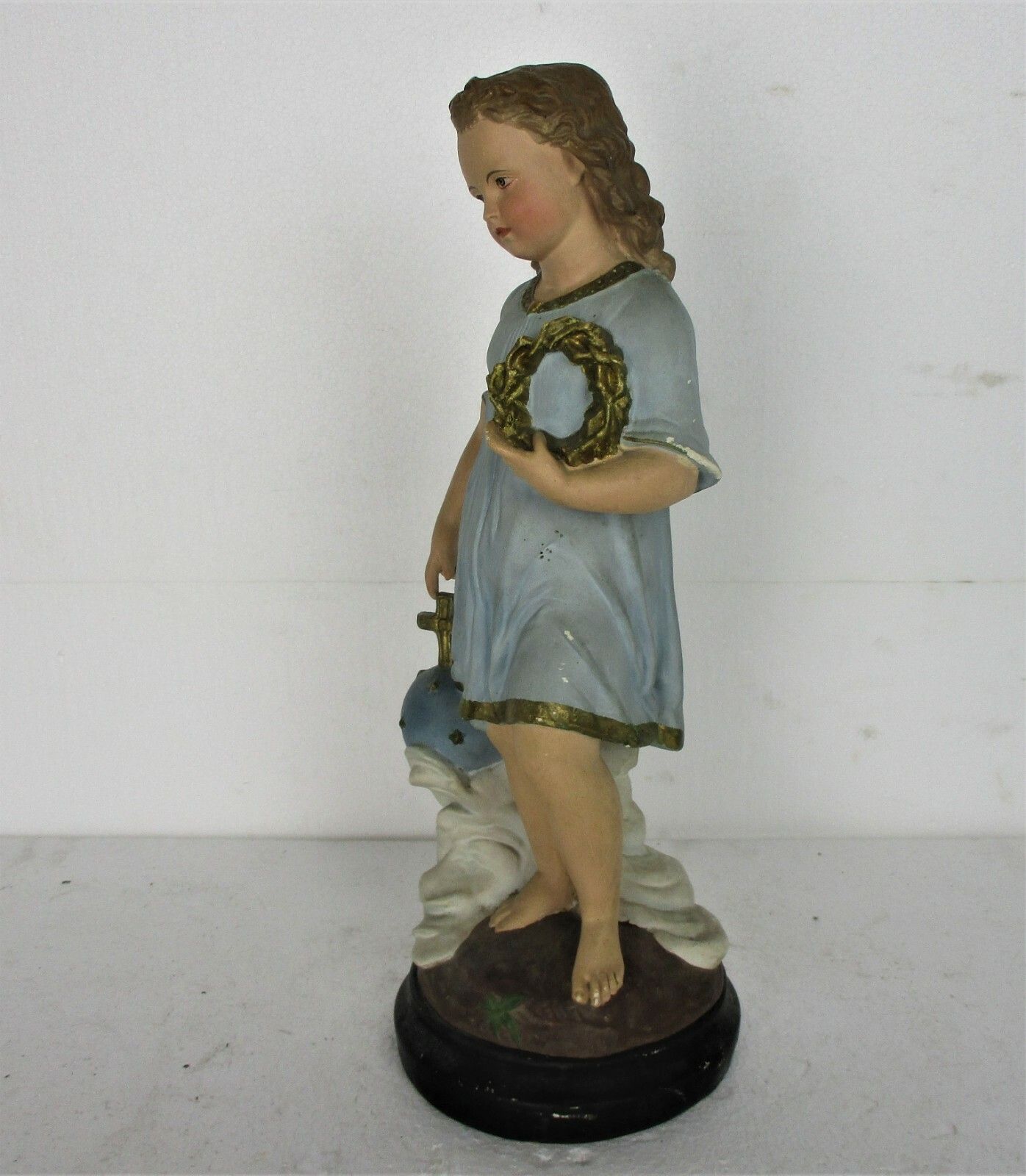 Statue Infant Jesus Santo Nino Plaster Chapel Collector Gorgeous Sweet Wreath photo for sale