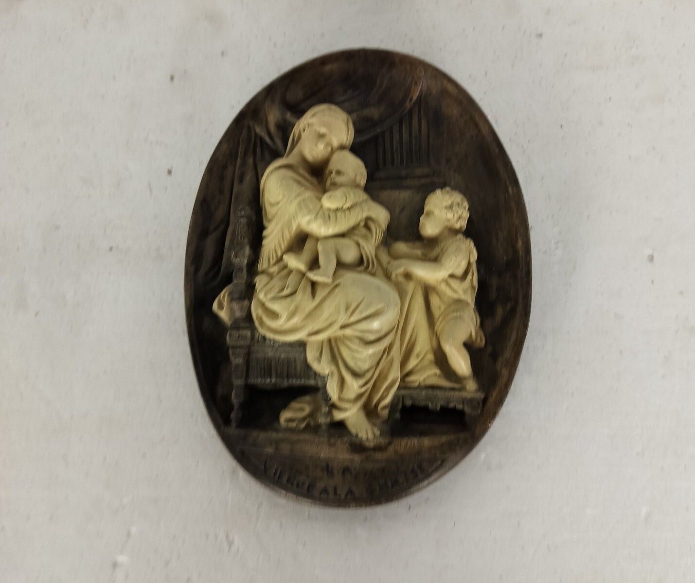 La Vierge A La Chaise Plaster Wall Hanging Virgin Mary Infant Jesus John The Bap photo furniture