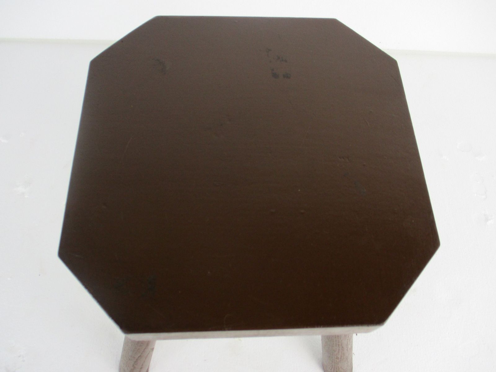 Antique Hand Carved Wood  Milking Stool Pedestal Table Pedestal Barn Style Funky photo 110.0
