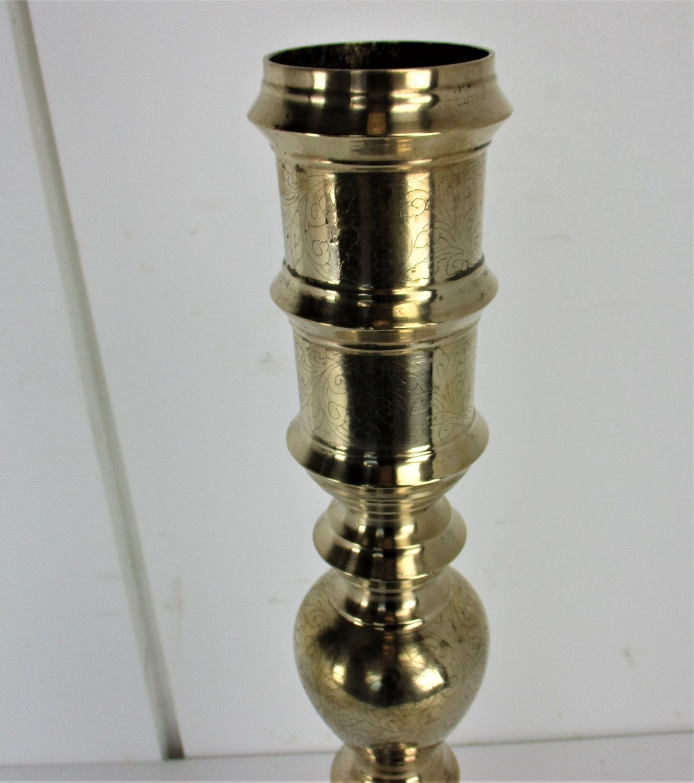 Xl Floor Candle Holder Candle Stick  Etched Engraved Brass Ornate Beautiful 29.3 photo furniture