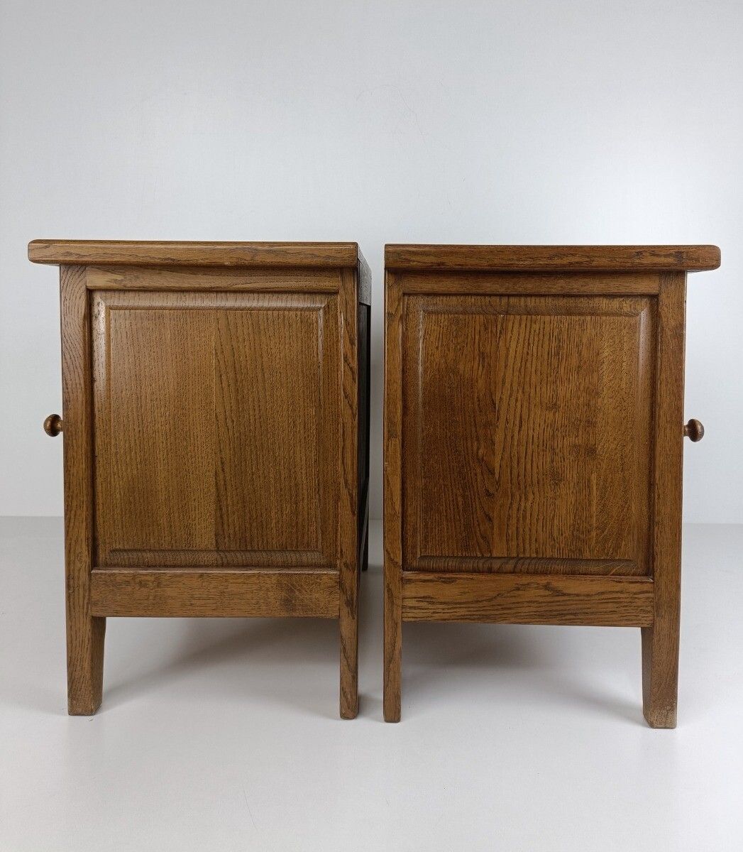 Couple French Louis XV/XVI Style Wooden Oak Nightstands End Tables Modernist Vin photo vinterior