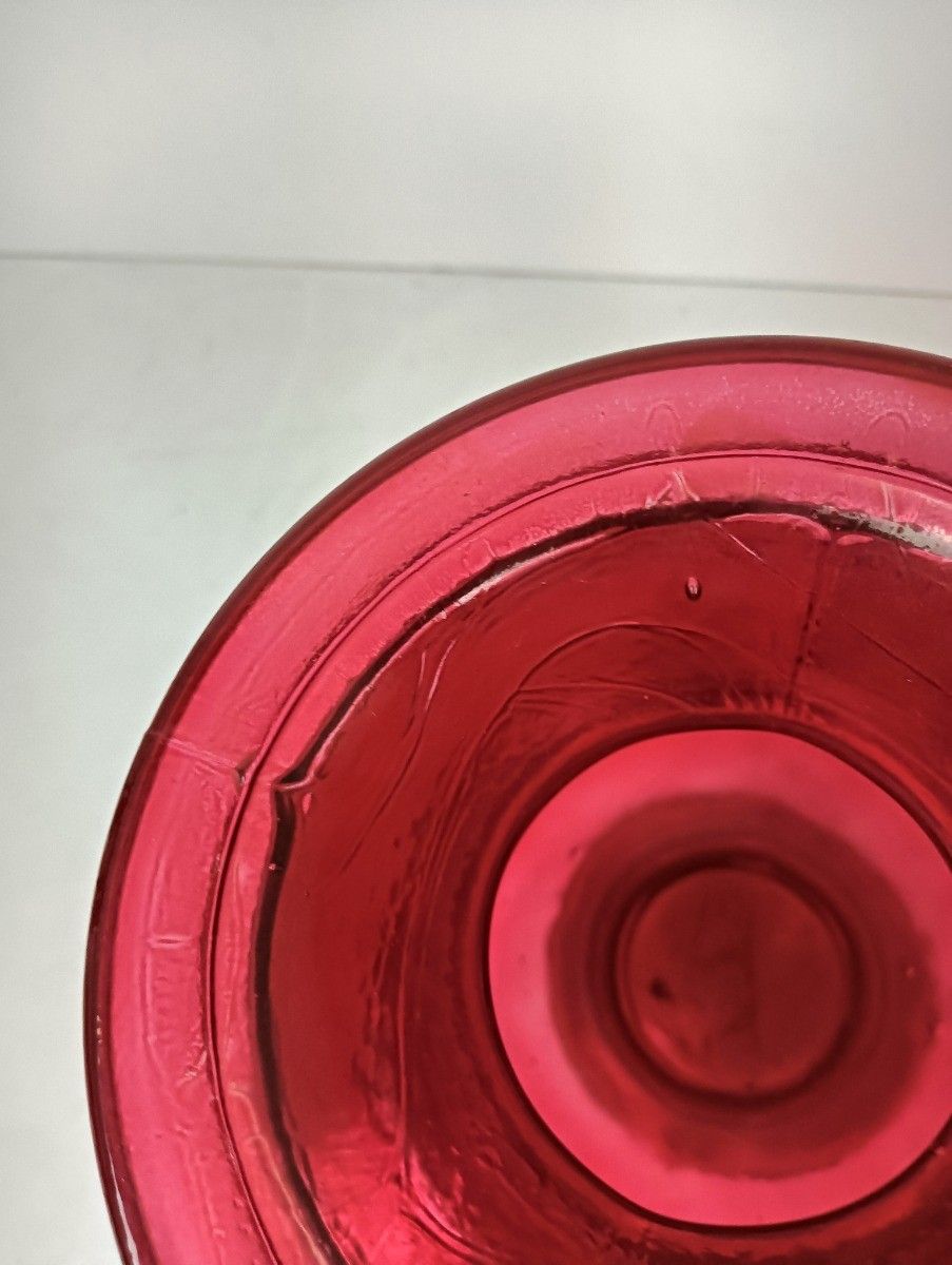 Large Vintage Glass Red Vase Urn Art Glass photo for sale