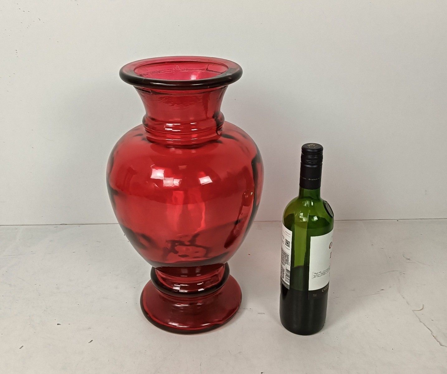 Large Vintage Glass Red Vase Urn Art Glass photo 81.0