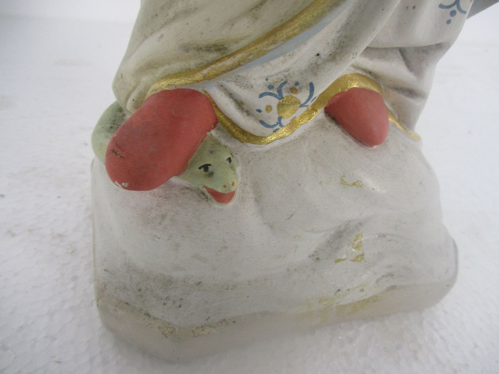 Statue Virgin Mary Madonna Infant Child Jesus Treading On Snake Plaster Htf 16.1 photo for sale